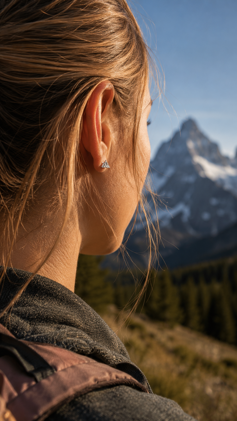 Mountain Peak Stud Earrings | 925 Sterling Silver | Unisex Climbing Jewelry | Set of 2
