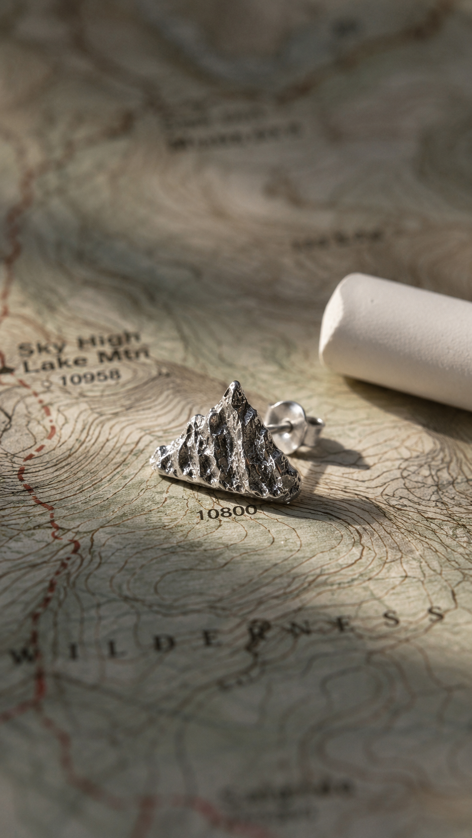 Mountain Peak Stud Earrings | 925 Sterling Silver | Unisex Climbing Jewelry | Set of 2