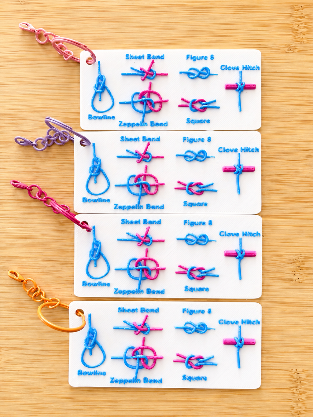 Climbing Knot Keychain | Rock Climbing Gift | Knot Reference Card | Bag Charm | Carabiner Clip