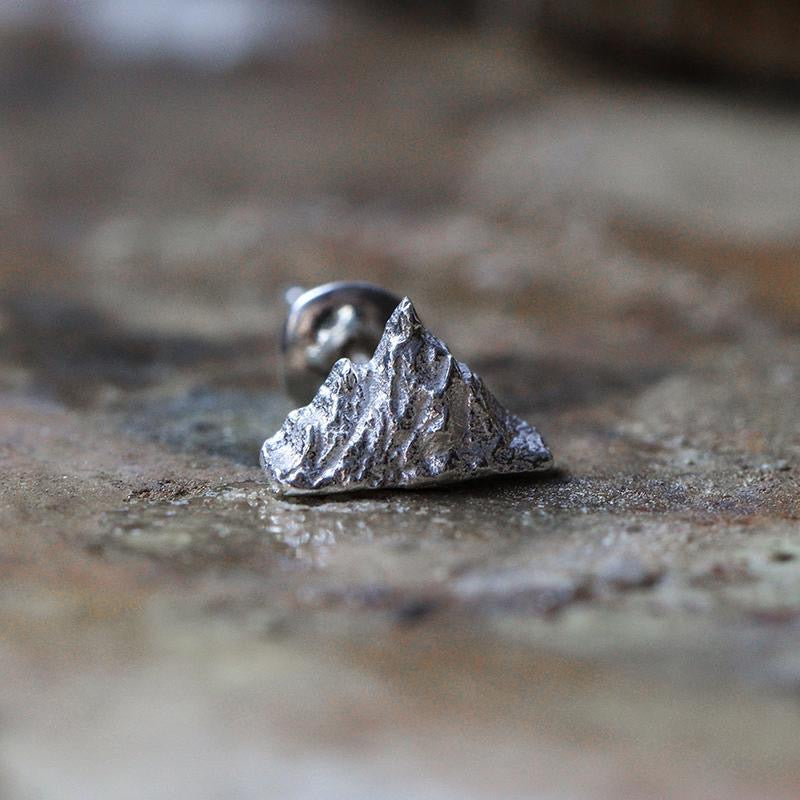 Mountain Peak Stud Earrings | 925 Sterling Silver | Unisex Climbing Jewelry | Set of 2